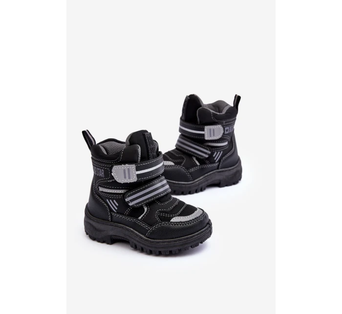 Dziecięce Ocieplane Śniegowce Na Rzepy Czarne Big Star MM374129