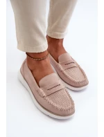 Sametové mokasíny na platformě model 21655642 Beige - SERGIO LEONE