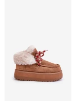 Nízké Dámské Sněhule Na Platformě S Kožíškem Camel model 21679266 - Boto