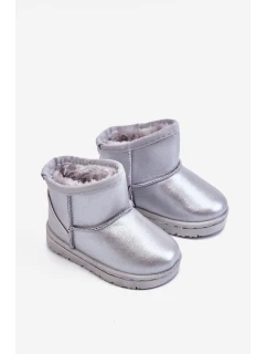 Ocieplane Dziecięce Botki Śniegowce Srebrne Scooby