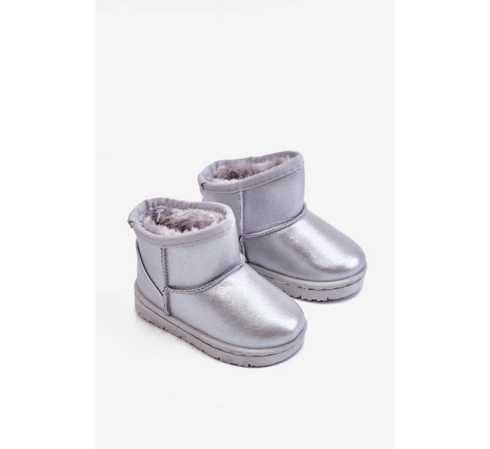 Ocieplane Dziecięce Botki Śniegowce Srebrne Scooby