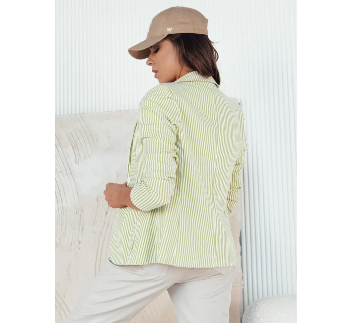 Dámska pruhovaná bunda LINARO bielo-zelená FashionStreet PY0088