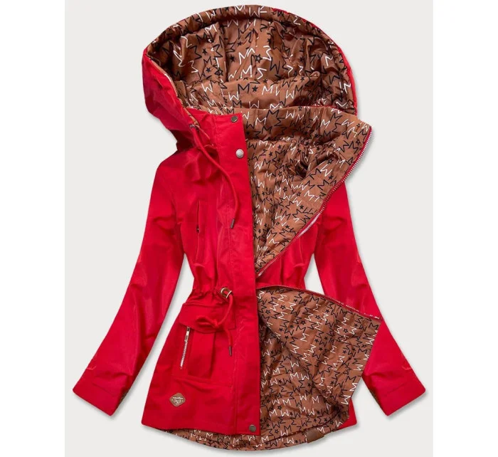Červená dámska obojstranná bunda - parka / prešívaná (CAN-621) Červená dámska obojstranná bunda - parka / prešívaná (CAN-621)