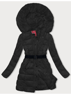 Čierna páperová dámska zimná bunda (2M-007)