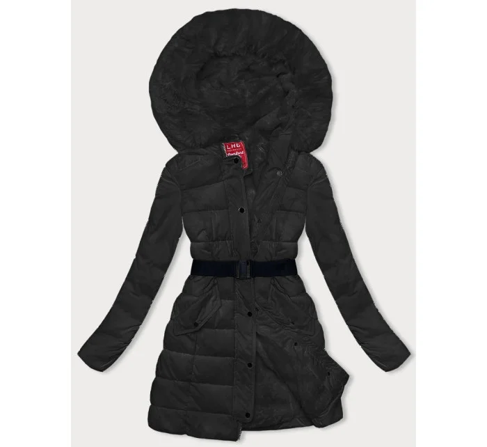 Dámska čierna páperová zimná bunda (2M-007)