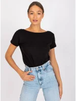 Čierne tričko Basic s výstrihom na chrbte Feel Good (4662-22) Čierne tričko Basic s výstrihom na chrbte Feel Good (4662-22)