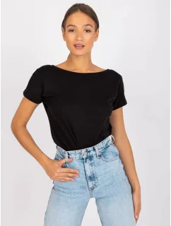 Čierne tričko Basic s výstrihom na chrbte Feel Good (4662-22)