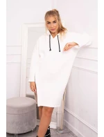 Šaty s kapucí a bočním rozparkem ecru Šaty s kapucí a bočním rozparkem ecru