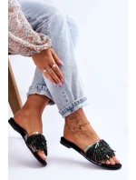 Dámské pantofle s ozdobami  Černá model 21618380 - S.Barski