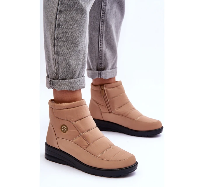 Śniegowce Damskie Ocieplane Beżowe Helis