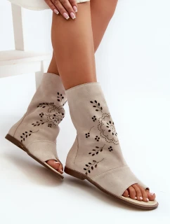 Zazoo Dámské Semišové Sandály S Na Zip Světle Béžové model 21665626 - Boto