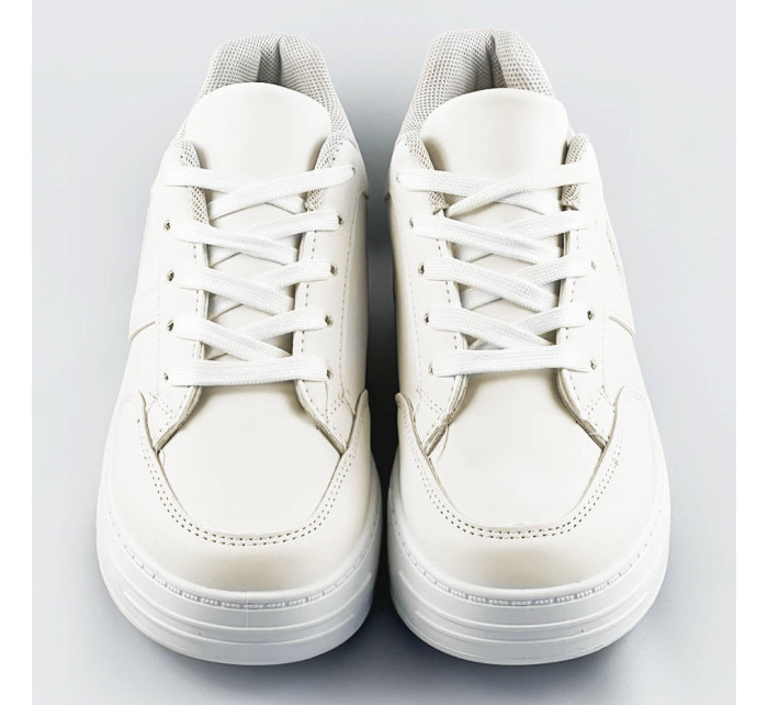 Biele dámske športové šnurovacie topánky (S070)