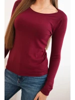 Dámsky viskózový sveter s okrúhlym výstrihom a priliehavým strihom bordovej farby