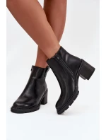 Zateplené dámské kotníkové boty z eko kůže na podpatku černé model 21711683 - Boto Zateplené dámské kotníkové boty z eko kůže na podpatku černé model 21711683 - Boto