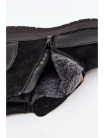 Dámské kotníkové boty na zip kožešinou Černé model 21714328 - Boto