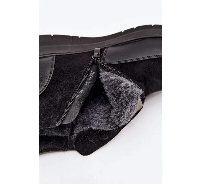 Dámské kotníkové boty na zip kožešinou Černé model 21714328 - Boto