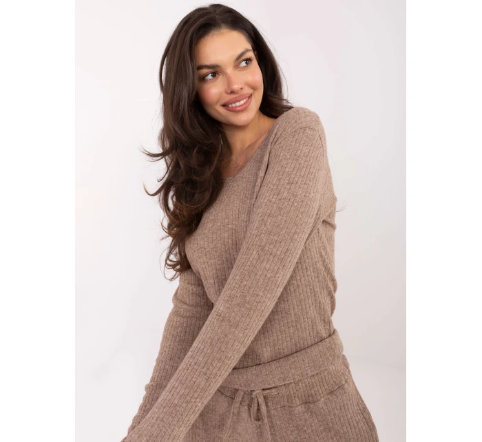 Sweter SM SW model 21771768 ciemny bezowy - FPrice Sweter SM SW model 21771768 ciemny bezowy - FPrice