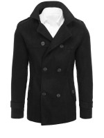 Pánsky dvojradový čierny kabát Dstreet CX0423