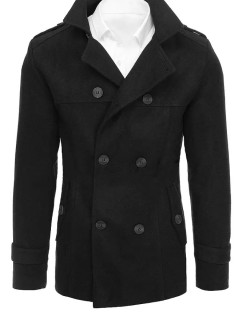 Pánsky dvojradový čierny kabát Dstreet CX0423