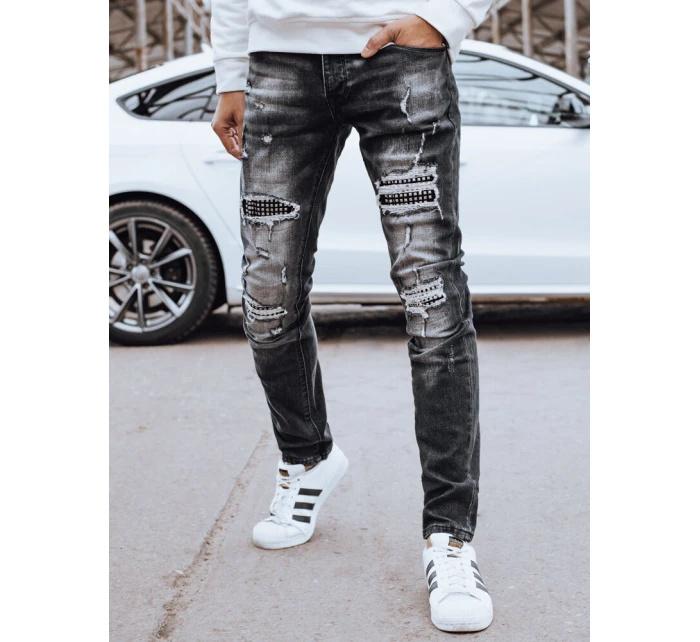 Pánske čierne džínsové nohavice FashionStreet UX4245