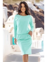 Teplákové šaty s dlouhým rukávem a kapsami  střih s výstřihem na zádech MINT model 21266587 - numoco