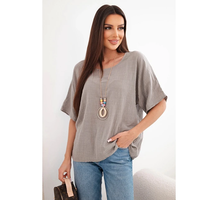 Dámska bavlnená oversize blúzka s krátkymi rukávmi Fango