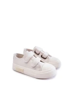 Dziecięce Skórzane Trampki Na Rzep BIG STAR KK374091 Białe Dziecięce Skórzane Trampki Na Rzep BIG STAR KK374091 Białe