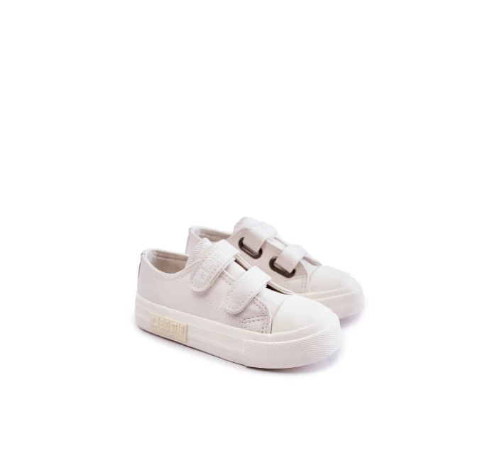 Dziecięce Skórzane Trampki Na Rzep BIG STAR KK374091 Białe Dziecięce Skórzane Trampki Na Rzep BIG STAR KK374091 Białe