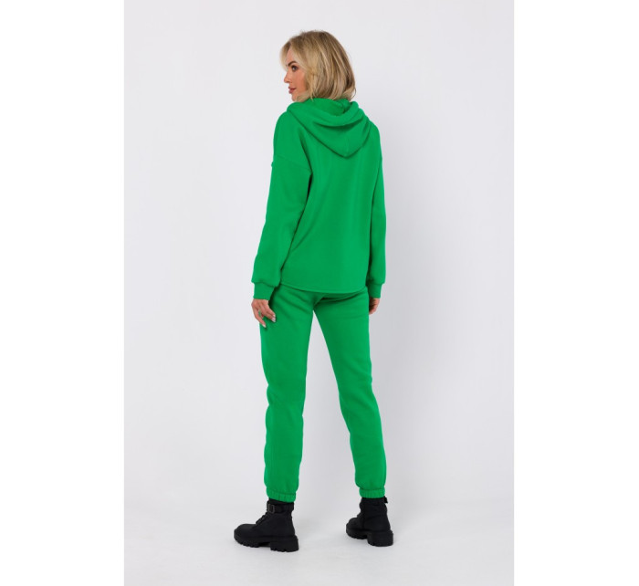 M761 Mikina s kapucí na zip a klokaní kapsou - zelená