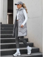 Dámska dlhá prešívaná sivá vesta FashionStreet TY5266