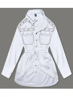 Biela dámska džínsová oversize bunda (M6959)