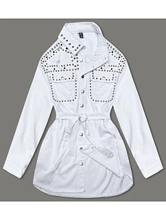 Bílá dámská džínová oversize bunda model 18568437 - A'DORO