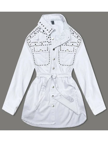 Biela dámska džínsová oversize bunda (M6959)