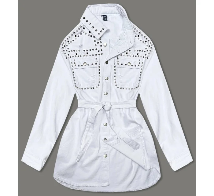 Biela dámska džínsová oversize bunda (M6959)