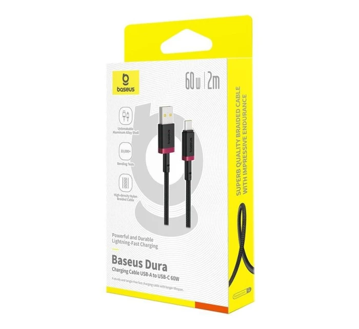 Baseus Dura USB-Type C 60W 2m kábel (červený/čierny)