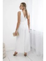 Plisovaný viskózový overal ecru