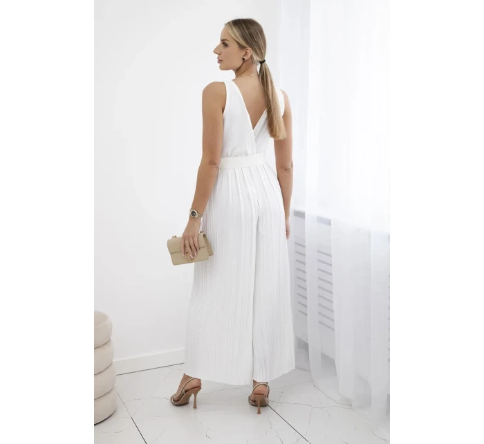 Plisovaný viskózový overal ecru