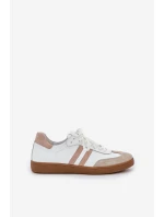 Zazoo N1068 Skórzane Niskie Sneakersy Damskie Beżowe