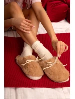 Kožešinové pantofle s mašlí Camel model 21772514 - Boto Kožešinové pantofle s mašlí Camel model 21772514 - Boto