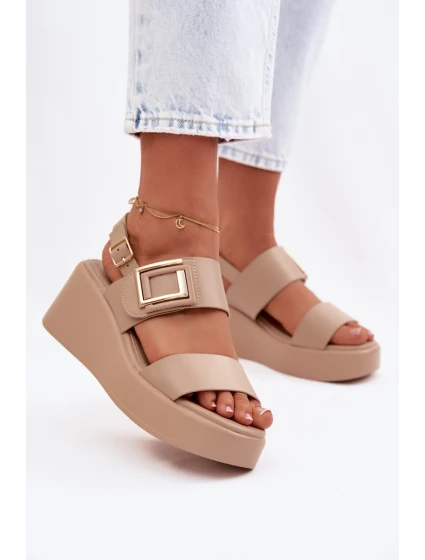 Dámské sandály na platformě s ozdobným detailem Béžové Nelira