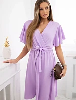 Šaty s vrstveným výstrihom svetlo fialové