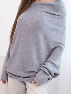 Svetr dámský viskózový asymetrický typu model 21748063 šedý - K-Fashion