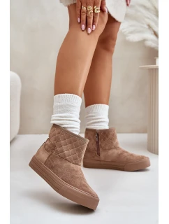 Botki Śniegowce Na Zamek Ocieplane Futerkiem Big Star OO274A524 Beżowe