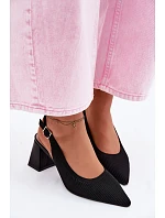 Materiálové Sandály na Podpatku Černé Elissea