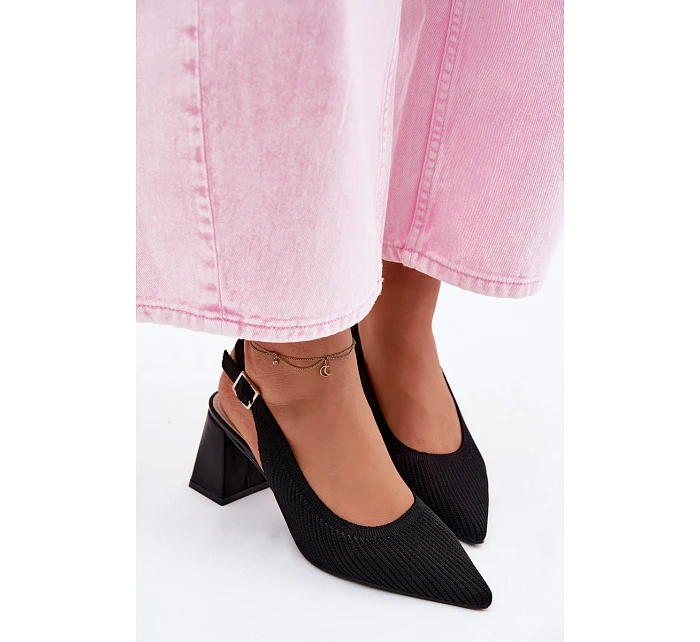 Materiálové Sandály na Podpatku Černé Elissea