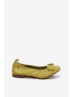 Kožené baleríny s mašlí Maciejka P6802-09 Limetkové