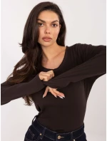 Bluzka BZ ciemny brązowy model 21776329 - FPrice Bluzka BZ ciemny brązowy model 21776329 - FPrice