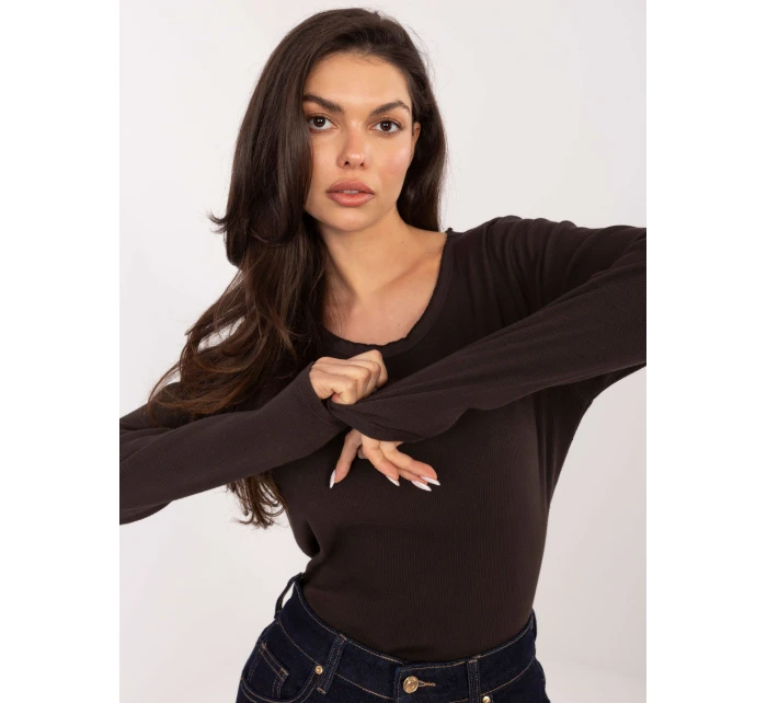 Bluzka BZ ciemny brązowy model 21776329 - FPrice Bluzka BZ ciemny brązowy model 21776329 - FPrice