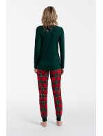 Dámske pyžamo Tess, dlhý rukáv, dlhé nohavice - zelené/potlač
