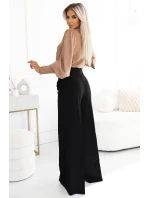 dámská halenka v karamelové barvě v stylu s dlouhými rukávy, vázáním a knoflíky model 20722306 - numoco dámská halenka v karamelové barvě v stylu s dlouhými rukávy, vázáním a knoflíky model 20722306 - numoco